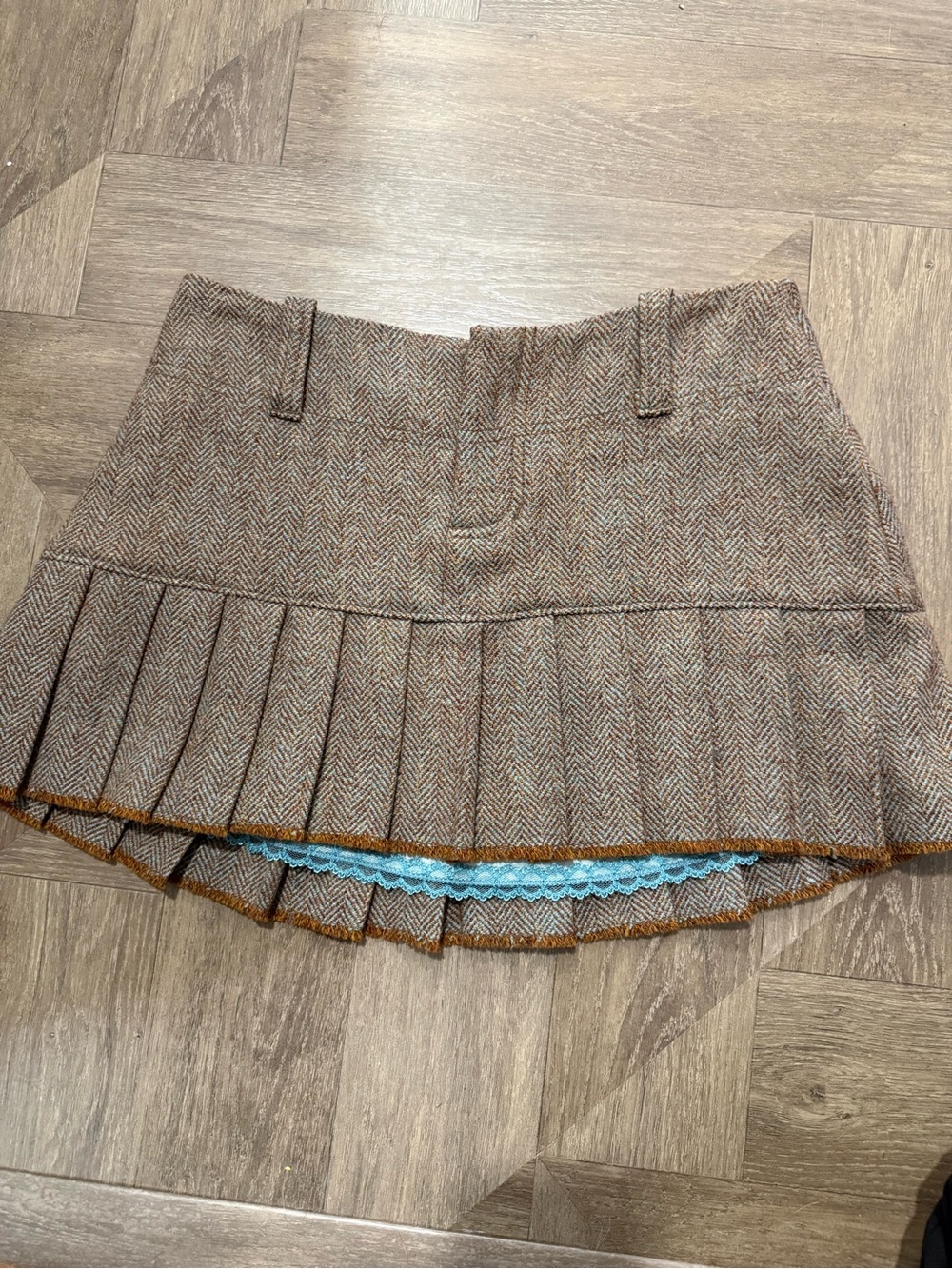 Vintage Y2K Abercrombie & Fitch Pleated Tweed Wool and Silk Mini Skirt - Picture 1 of 7